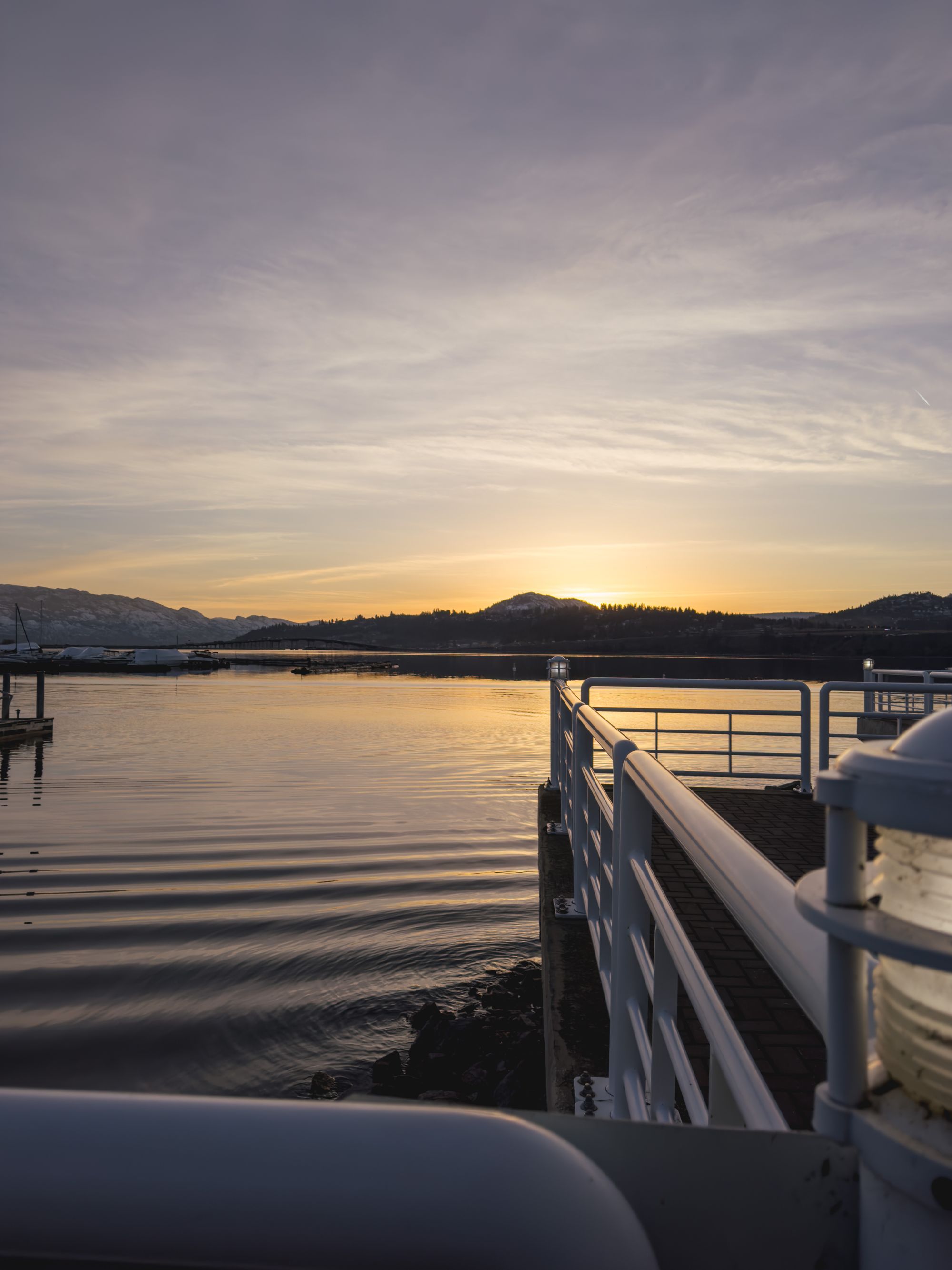 Sunset over the Okanagan lake in Kelowna